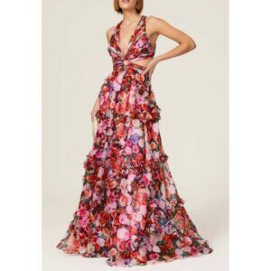 Mac Duggal $1400 Floral Cutout Layered Maxi Formal Dress Size 8